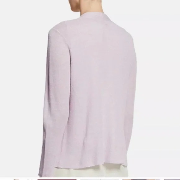 Eileen Fisher Organic Linen size Large Open Front Lilac Cardigan Sweater cotton - Picture 2 of 11